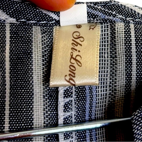 Women’s Plus 3XL Gray Blue Stripe Loungewear/Coverup/Infinity pockets 3/4 sleeve - Picture 3 of 7